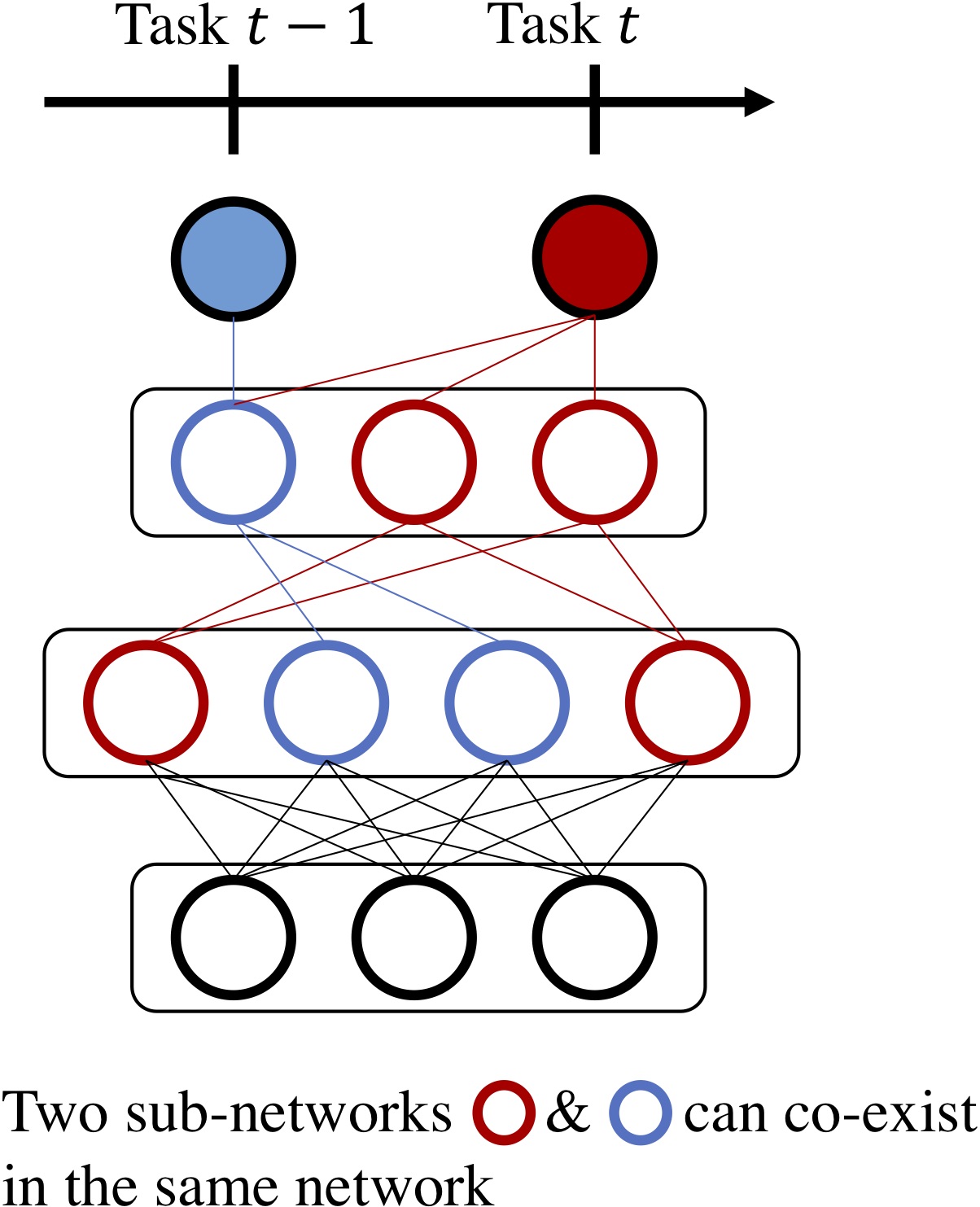 *Figure 8: Among a large single network, several subnetworks can be uncovered, each specialized for a task.*